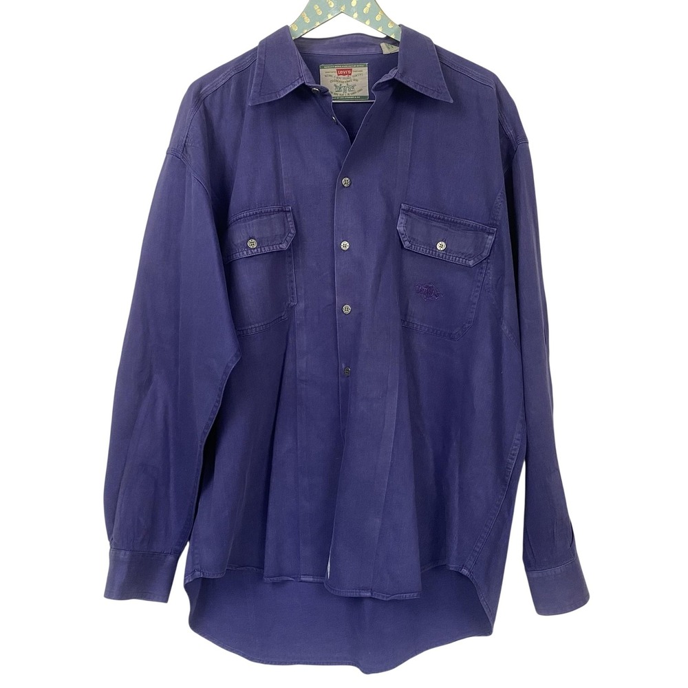 Vintage Levis Shirt Mens XL Purple Long Sleeve Button Up Modern Authentics 90s